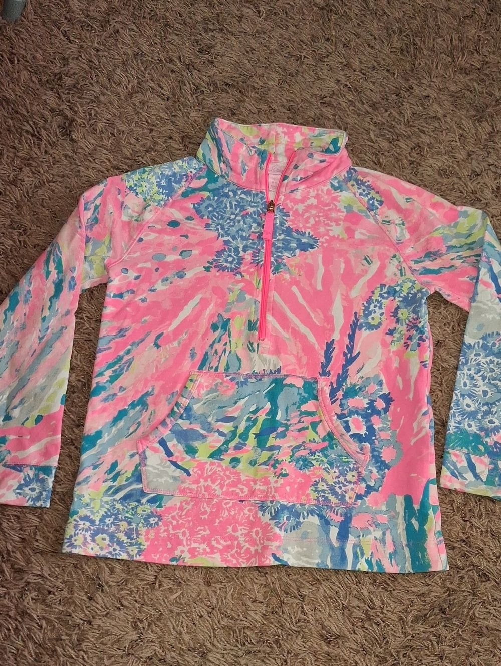 Girls' Lilly Pulitzer Quarter-Zip Pullover Top Shirt Size L 8 10 8-10